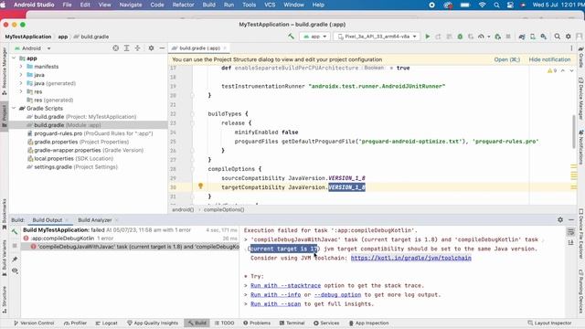 How to fix "Execution failed for task ':app:compileDebugKotlin'" | jvm target compatibility error. смотреть онлайн