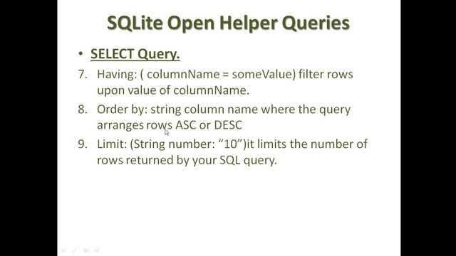 Android SQLite select query.