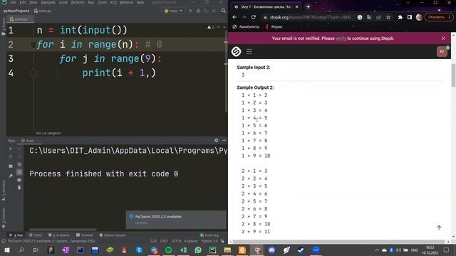 Таблица-3. Вложенные циклы | Python