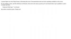 Wordpress: Ninja Forms: "Unknown Field type "" not found."