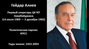 Руководители Азербайджанской ССР (+фотографии Азербайджанской ССР)