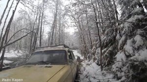 Машина буксует,капаем снег.Штурмуем горки.Поймали щуку.До дому ещё далеко.Рыбалка с женой.Часть 3.