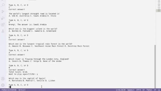Make Your own Quiz Game Project in Python - with CSV file