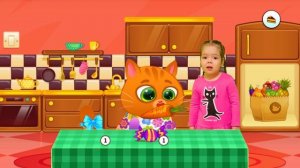 Настя и котик Bubbu играют в игре | Настя как мама собирает Бубу в детский сад
