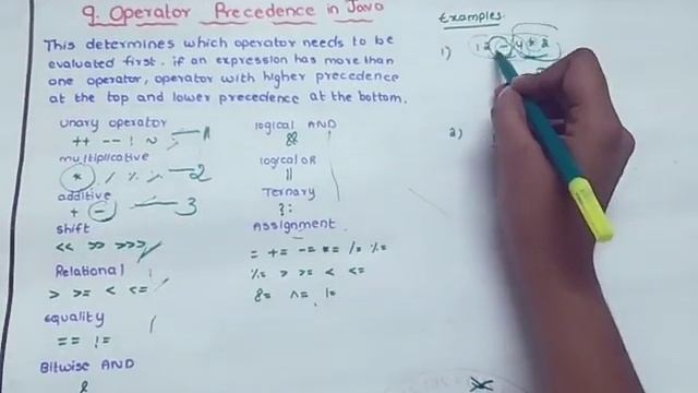10. Operator precedence in java