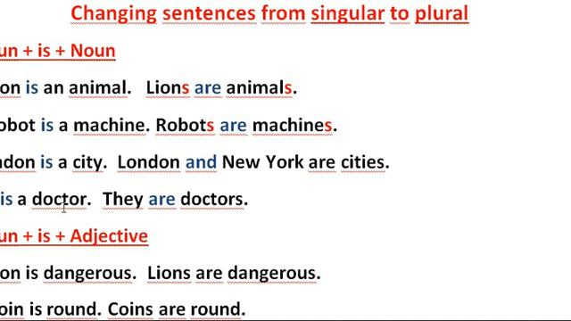 Changing sentences from singular to plural