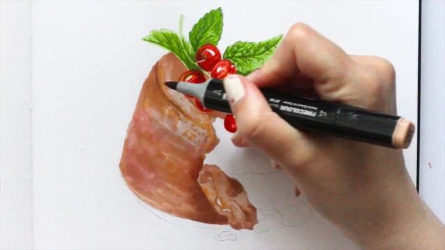 Шоколадный фондан маркерами. Рисуем десерт в быстром видео. Drawing of Chocolate fondan by markers. смотреть онлайн
