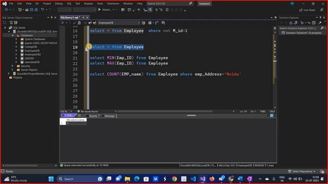 SQL Operators and Function , SUM, MIN,MAX,AVR,COUNT, ,AND, OR , NOT, SQL SERVER, Database, SQL Quer
