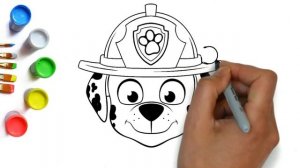 Как нарисовать Щенячий патруль собаку Маршал щенок пожарный, рисунки героев из мультика для детей