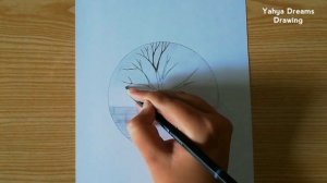 A Love tree in a circle - step by step drawing for beginners || Pencil Drawing