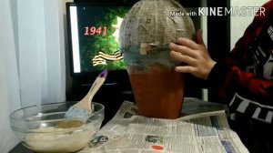 Каска в технике папье-маше.