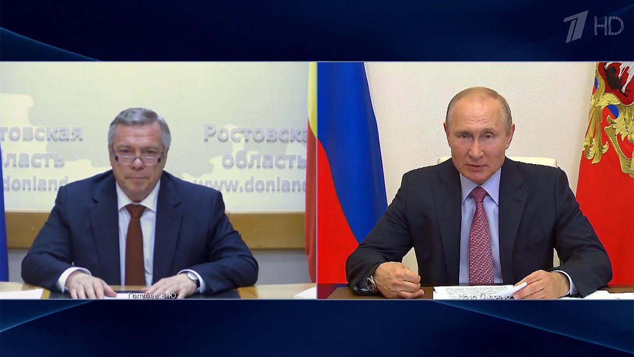Состоялась рабочая встреча Владимира Путина с губернатором Ростовской области Василием Голубевым