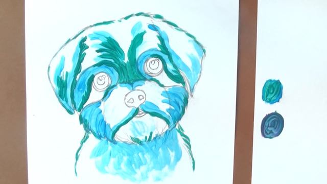 Как нарисовать собачку неоновой гуашью Уроки рисования | Art School смотреть онлайн