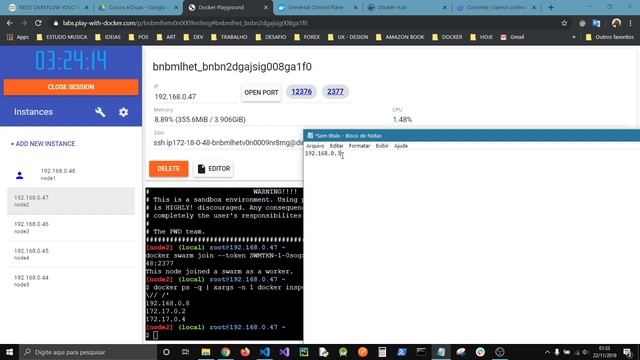 Montando um Cluster com Docker Swarm no PLay Docker. смотреть онлайн
