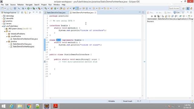 (class vs interface) static method || Code Through || Easy Way || 5 mins