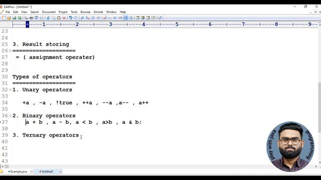 Java Operators  || Unary operator || Binary operator || Ternary operator