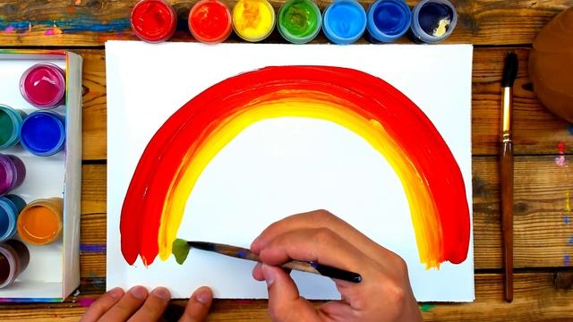 Рисунки КРАСКАМИ / Рисуем РАДУГУ для малышей