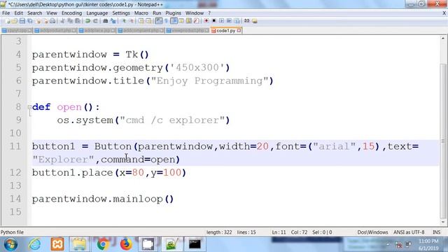 Python tkinter  | Open Explorer Window on Button Click