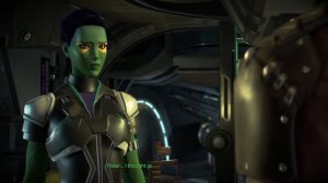 Marvel’s Guardians of the Galaxy: The Telltale Series: Gamora's reaction to calling the collector