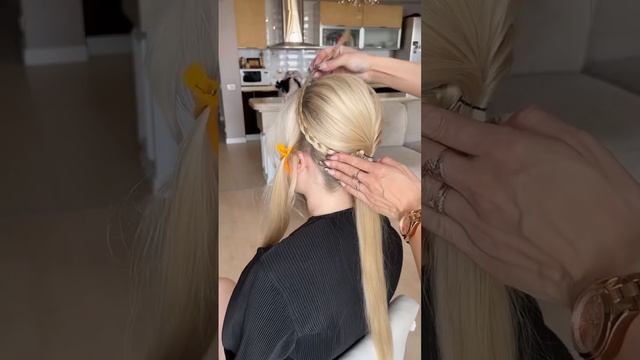 Красивый нижний пучок с элементами плетения ? #hairtutorial #hairstyles #ulyananik #hairstyle #hair