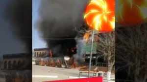 Сильный пожар, супермаркет Макро. Узбекистан Навои.