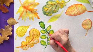 Рисуем осенние листья акварелью.Рисование для детей