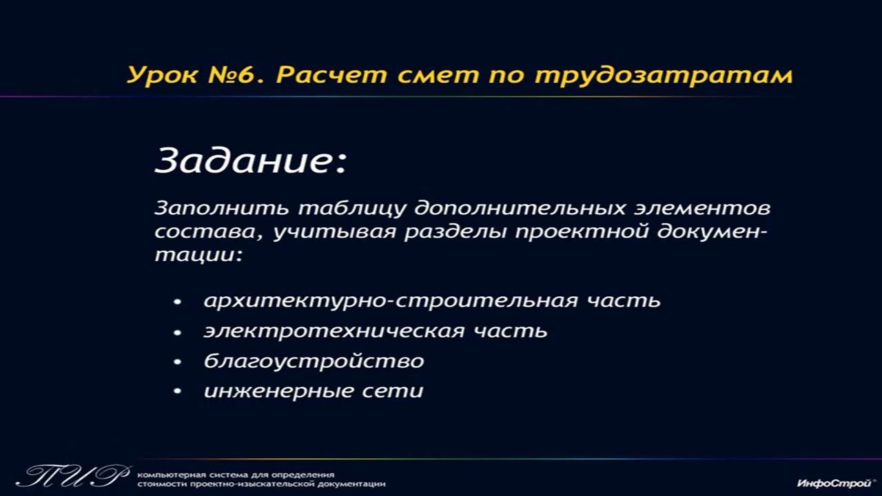 Урок 6. часть 2. Таблица дополнительных элементов состава