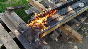 Подготовка досок для забора обжиг+Керхер+отработка (ч-1)10 августа 2021 г.