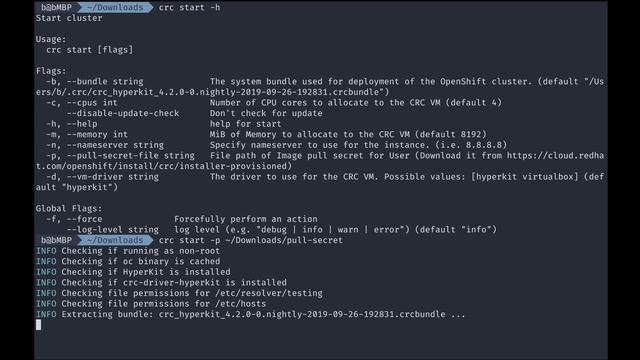 Local OpenShift environment on MacOS with Red Hat CodeReady Containers