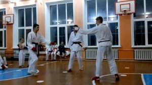 Каратэ-до шотокан спарринг (кумитэ).