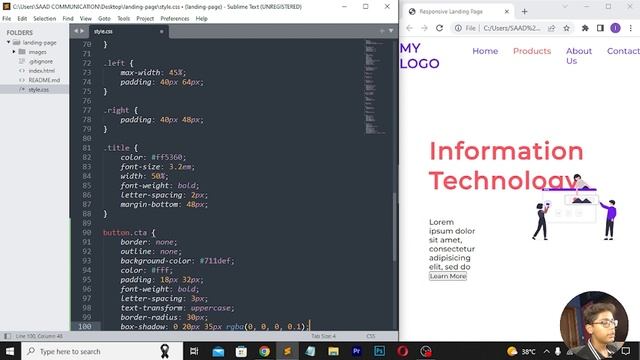 Responsive Sidebar Landing Page Using HTML CSS & BOOTSTRAP In Urdu / Hindi | CodeWithInshal