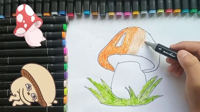 Drawing for children mushroom | Как можно нарисовать грибы. смотреть онлайн
