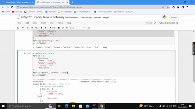 Add Update Delete Elements - Python Dictionary | Python tutorials for beginners