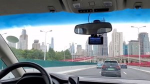 Driving from Hongqiao International airport Shanghai to Shanghai pearl TV tower