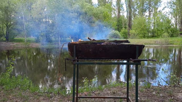 Звуки костра у реки. Треск дров. Пение птиц. смотреть онлайн