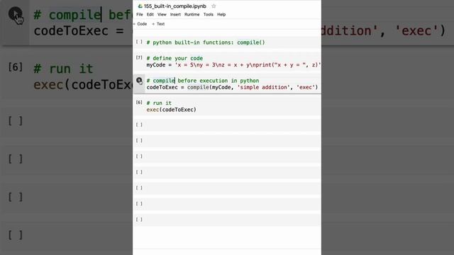Python built in function: compile