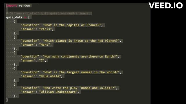 Python program quiz based game