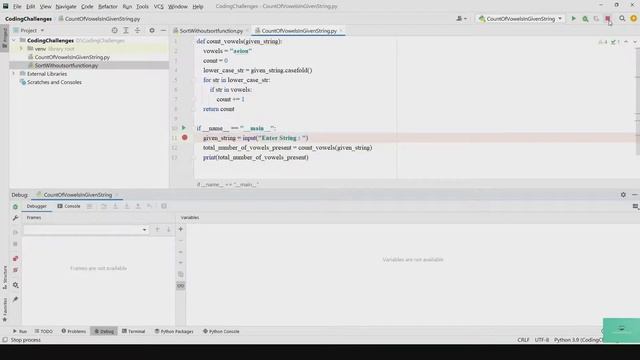 PYTHON | CODING CHALLENGEs | PYTHON INTERVIEW QUESTIONS | VOWELS COUNTER MULTIPLE WAYS