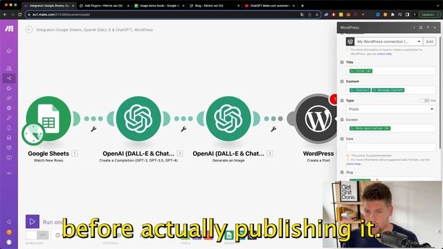 Step by step Make.com ChatGPT Wordpress automation with DALL-E image
