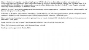 How to open port 8080 on windows 10, configure firewall and any other settings?