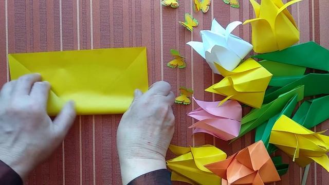 ORIGAMI TULIP? / DIY FLOWER /КАК СДЕЛАТЬ ТЮЛЬПАН ИЗ БУМАГИ СВОИМИ РУКАМИ /ОРИГАМИ /ЦВЕТЫ ИЗ БУМАГИ