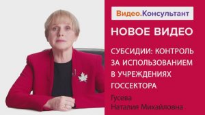 Видеоанонс лекции Н.М. Гусевой "Субсидии: контроль за использованием в учреждениях госсектора"