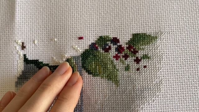 Вышивальный процесс "Акварельного букета" от Panna. Cross Stitch