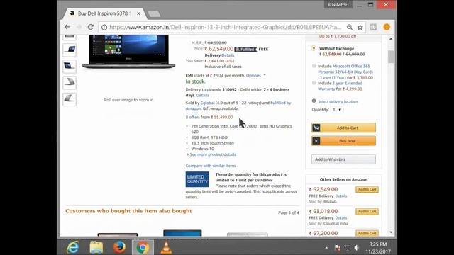 Dell Inspiron 5378 13.3-inch Laptop (7th Gen Core i5 смотреть онлайн