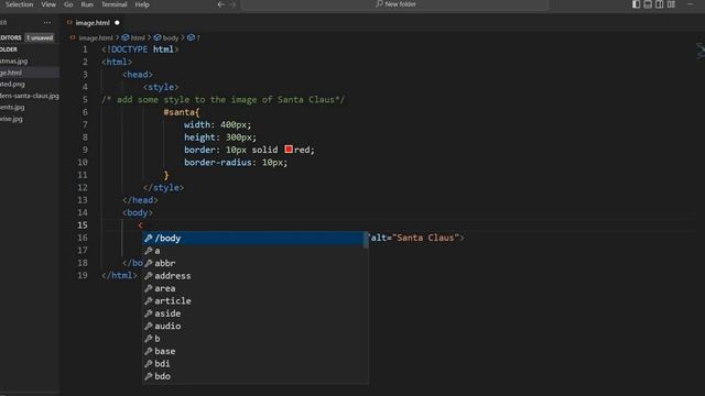 Santa Claus  HTML file with CSS and JavaScript elements