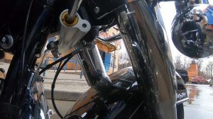 Испытание рулевого демпфера на Харлее софтейл, воблинг, OHLINS DAMPER Harley-Davidson Softail wobbl