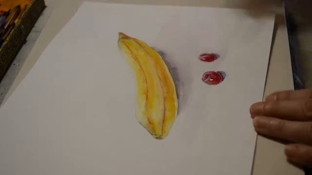 Как нарисовать банан.  Акварель. How to draw a banana. Watercolor Painting