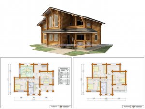 Сруб из бревна, деревянный дом из бревна свыше 300 мм