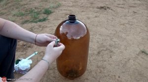 Выпустил газ из зажигалки в 30-ти литровый кег. Зажигаю спичку!