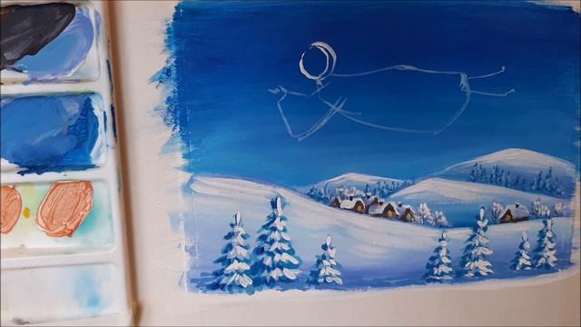 КАК НАРИСОВАТЬ РОЖДЕСТВЕНСКОГО АНГЕЛА. КАК НАРИСОВАТЬ ОТКРЫТКУ НА РОЖДЕСТВО ГУАШЬЮ. РИСУЕМ АНГЕЛА.? смотреть онлайн